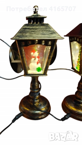 Коледен декоративен фенер с падащ сняг и светодиодно осветление, снимка 1