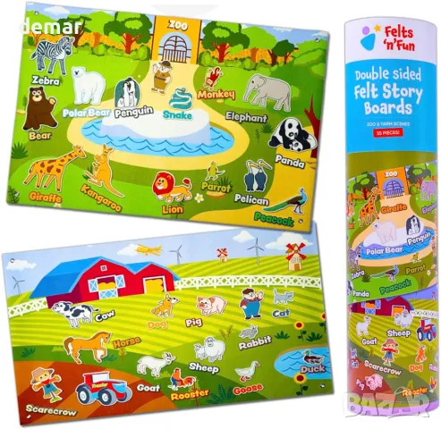 Двустранна пухкава дъска от филц без гънки за малки деца, интерактивна и образователна