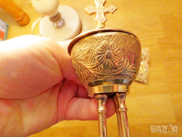 Старинно бронзово кадило, кандило, тамянник 15 см - за църква за параклис, снимка 6 - Антикварни и старинни предмети - 35483176