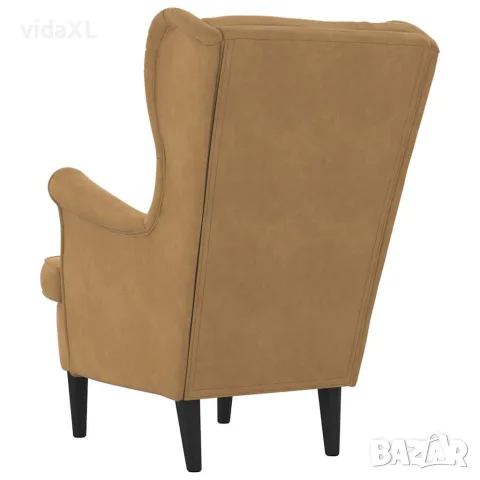 vidaXL Фотьойл, кафяв, кадифе, снимка 6 - Дивани и мека мебел - 56146802