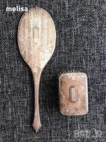 Старинно сребърно огледало и четка , снимка 3 - Други ценни предмети - 35343695