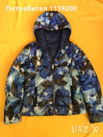 Италианско олекотено яке S/M пролет есен с две лица двулицево пъстро индиго тюркоаз, снимка 2 - Якета - 34913931
