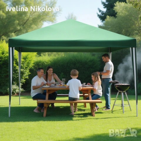 Сгъваема градинска шатра тип павилион 3 х 3 метра - водоустойчива и стабилна, снимка 10 - Градински мебели, декорация  - 54154884