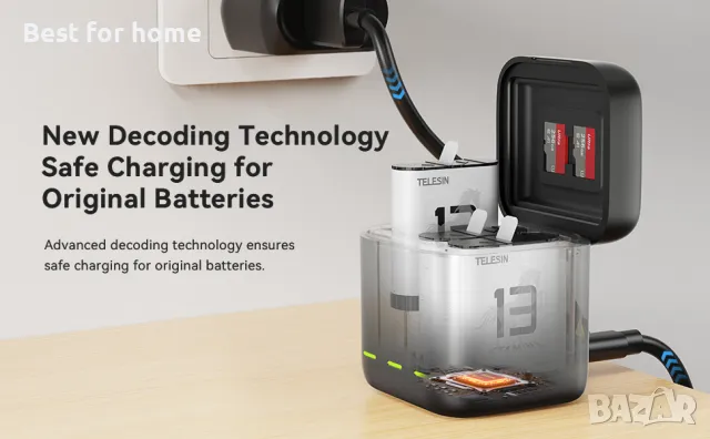 Go Pro HERO 13 Комплект батерии и зарядно TELESIN , снимка 6 - Камери - 50105088