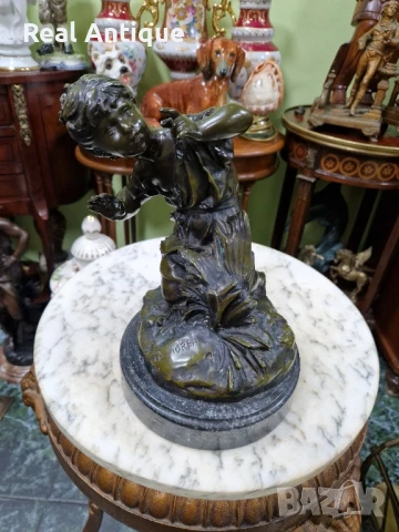 Уникална антикварна авторска френска бронзова фигура статуетка скулптура , снимка 3 - Антикварни и старинни предмети - 50644942