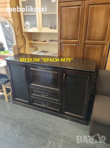 Скрин с чекмеджета и остъклени врати-МАСИВ в цвят, снимка 6 - Скринове - 37315122