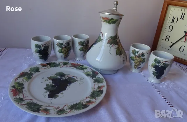 Немски порцеланов сервиз за вино Dr. Merkle Atelier, ръчна декорация , снимка 5 - Сервизи - 55809834