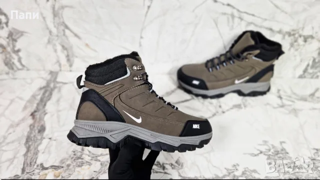 Мъжки зимни кубинки Nike цвят каки, снимка 4 - Мъжки боти - 56150725