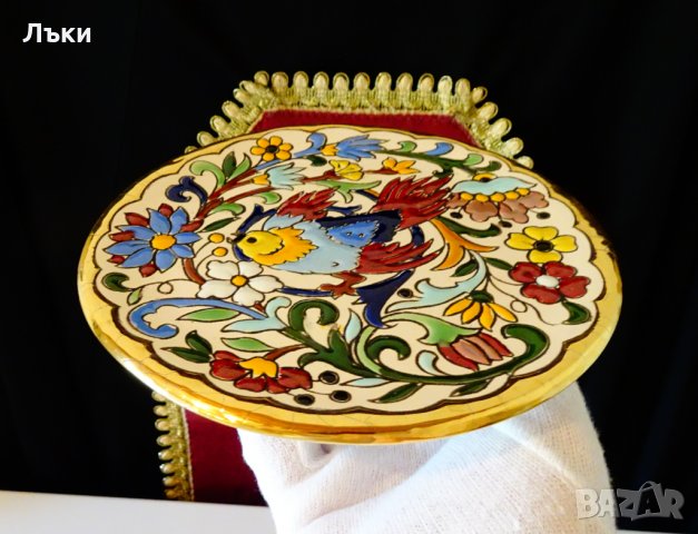 Испанско дизайнерско плато с 24 карата злато,емайли. , снимка 3 - Антикварни и старинни предмети - 30329701