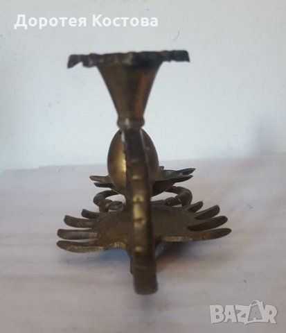 Красив месингов пепелник + свещник, снимка 3 - Антикварни и старинни предмети - 35306257