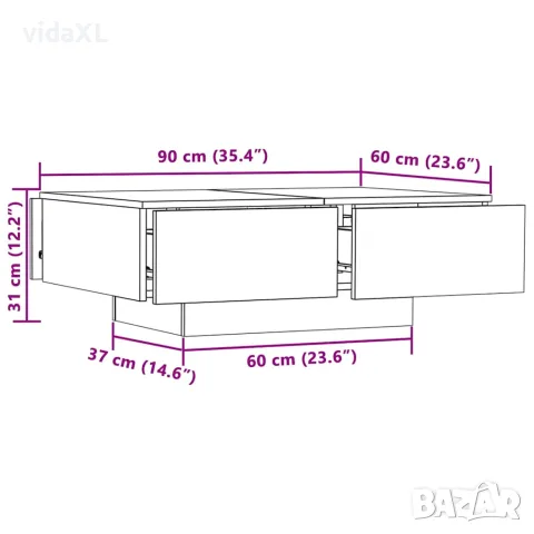 vidaXL Маса за кафе, дъб сонома, 90x60x31 см, инженерно дърво, снимка 8 - Маси - 56147762