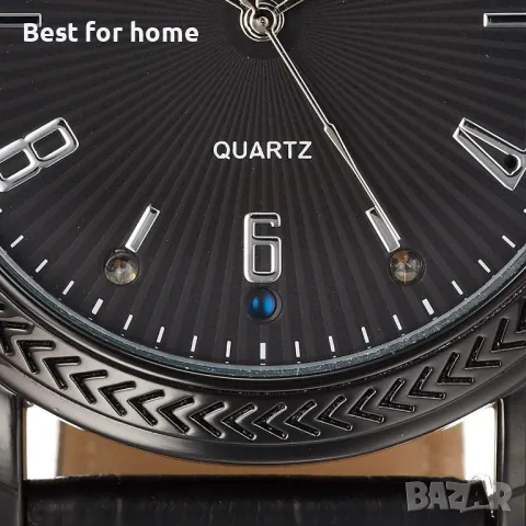 Шпионски часовник - камера Menborn с черна кожена каишка, снимка 3 - Камери - 49267909