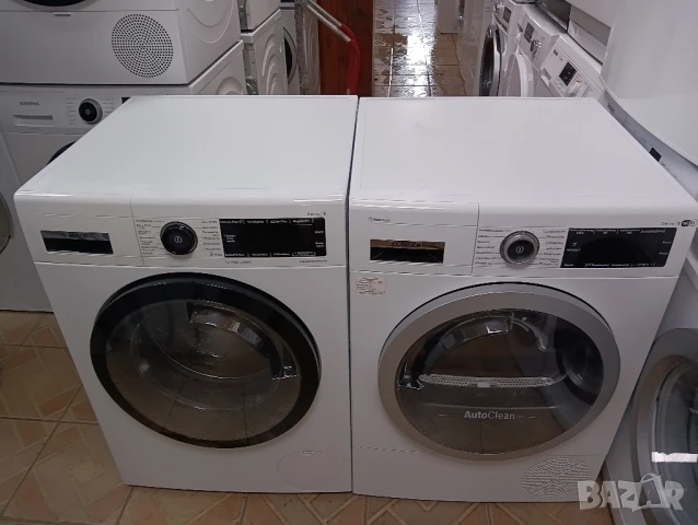 Комплект пералня Bosch Serie 8 A+++ 9кг и сушилня с термопомпа Bosch Serie 8 WI-FI 2 години гаранция, снимка 13 - Перални - 51425138