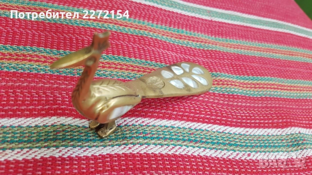 Бронзова статуетка паун обувалка