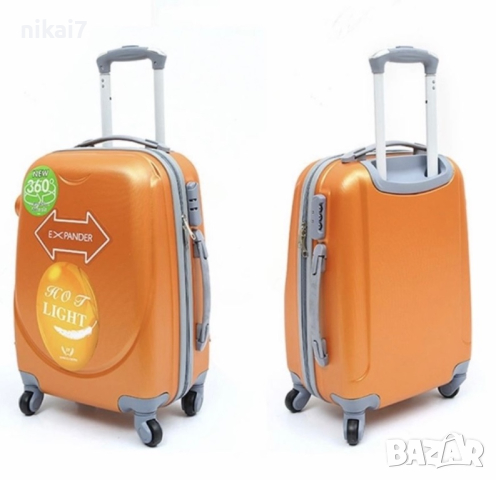 пътнически куфар комплект 6бр 100% ABS+разширение 5см/4 колела 360°, снимка 9 - Куфари - 44792767