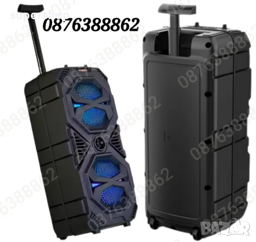 НОВО! Караоке Колона Блутут Тонколона 2х8 инча 60см. Безжичен Микрофон, снимка 4 - Bluetooth тонколони - 48123086