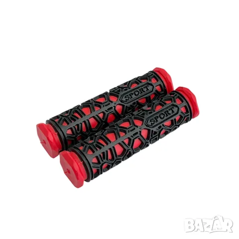 Черно червени гумени дръжки за велосипед 130 mm, снимка 2 - Аксесоари и консумативи - 55866695