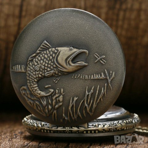 Красив Джобен часовник с риба риболовец рибар улов въдица, снимка 5 - Други ценни предмети - 30145170