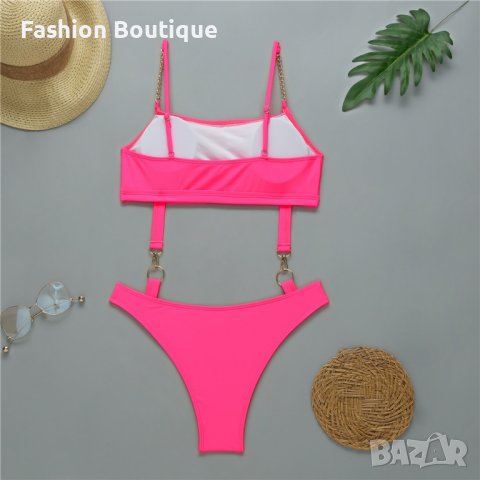 Уникален бански със синджири розов цял, снимка 2 - Бански костюми - 44271874
