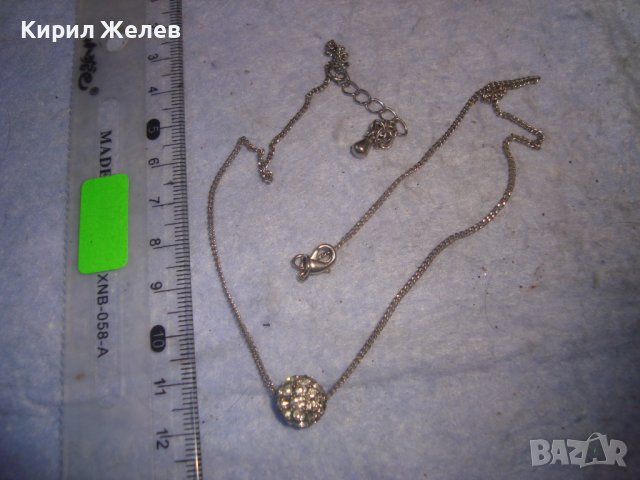 ПОСРЕБРЕНО НЕЖНО АРТ КОЛИЕ с МЕДАЛЬОН ТОПЧЕ с КРИСТАЛЧЕТА 27893 , снимка 3 - Колиета, медальони, синджири - 37115750