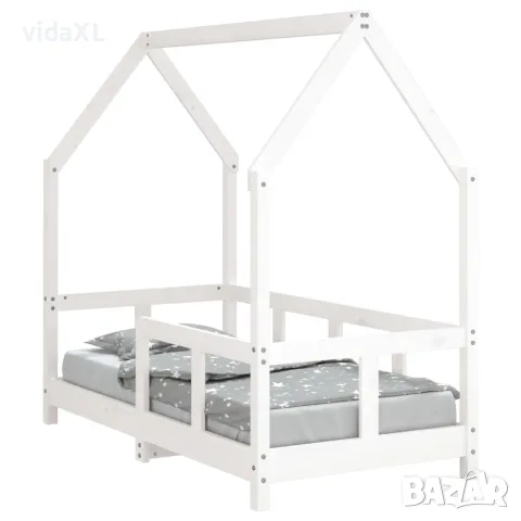 vidaXL Рамка за детско легло, бяла, 70x140 см, бор масив