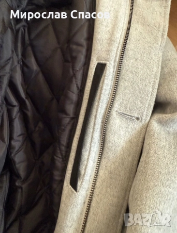 Мъжко палто Zara - светлосиво, елегантен модел. Размер S, снимка 5 - Палта - 52401024