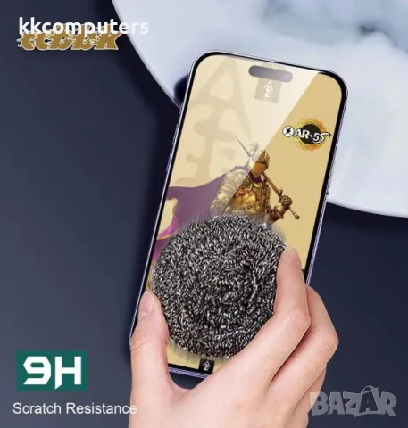 Стъклен screen protector Five Warriors за iPhone 15 Plus 6.7 / Черен / Баркод : 2403401