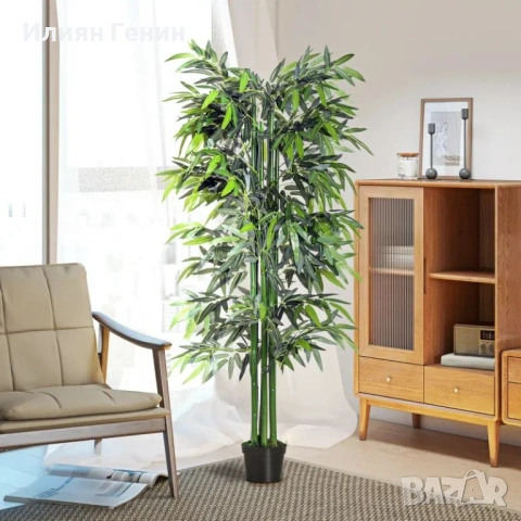 Изкуствено бамбуково растение Outsunny, 20 см x 20 см x 180 см, снимка 11 - Декорация за дома - 54210794