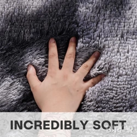 200x300см шаги пухкав килим с междинен слой пяна, Сив. Vamcheer, снимка 10 - Килими - 52569189