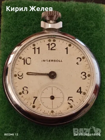 Стар джобен часовник INGERSOLL MADE IN BRITAIN рядък за КОЛЕКЦИОНЕРИ 53622, снимка 5 - Антикварни и старинни предмети - 55816059