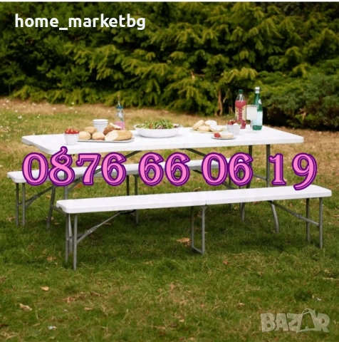 Сгъваема пейка за кетъринг 180 cм за 4 човека, снимка 2 - Градински мебели, декорация  - 54287530