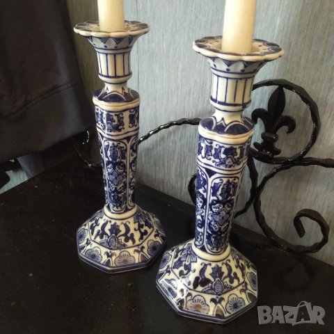 Двойка порцеланови свещници ръчна изработка , снимка 3 - Декорация за дома - 37720809