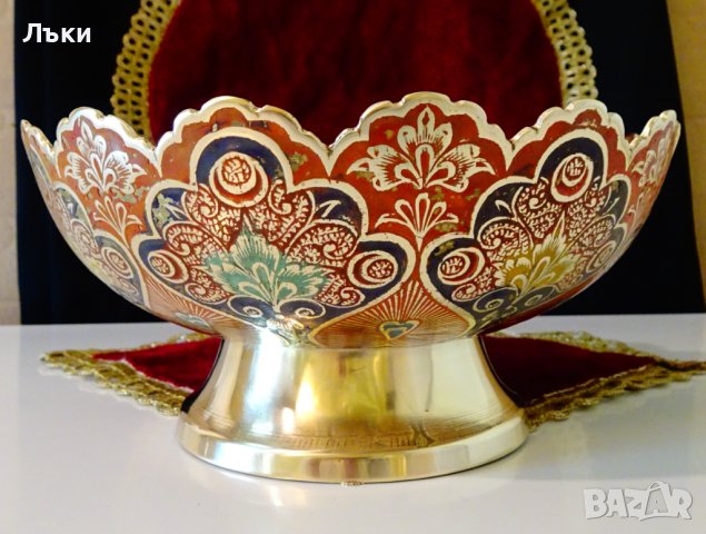 Бронзова фруктиера 720 гр.,клетъчен емайл. , снимка 11 - Антикварни и старинни предмети - 37120926