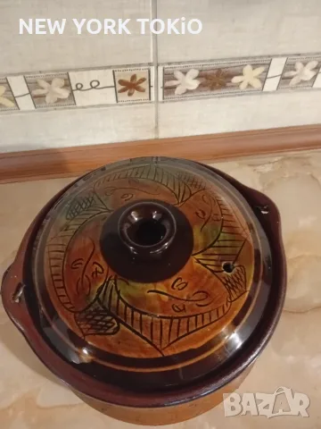 ГЛИНЕНО ГЮВЕЧЕ С КАПАК И ДРЪЖКА , снимка 17 - Съдове за готвене - 56040281