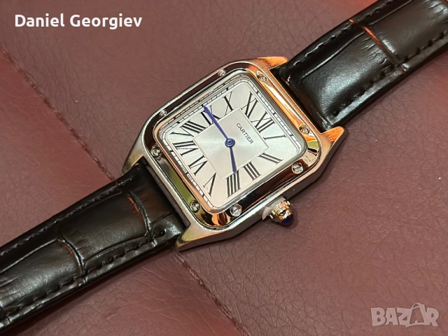 Нов Cartier Santos Часовник с Кожена Каишка