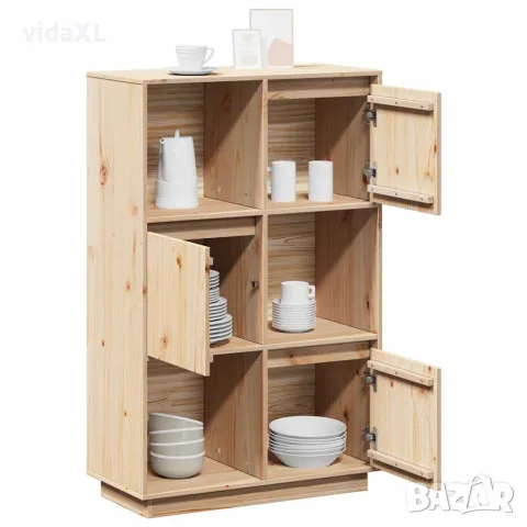 vidaXL Висок шкаф, 74x35x117 см, борово дърво масив, снимка 5 - Бюфети - 56147935