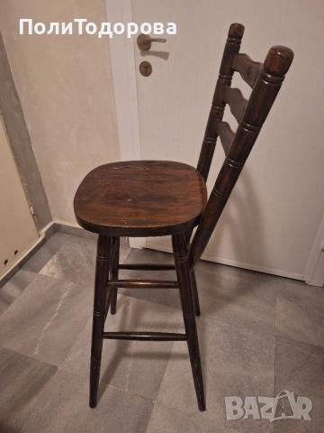 Бар стол от масивно дърво, снимка 3 - Столове - 52594008