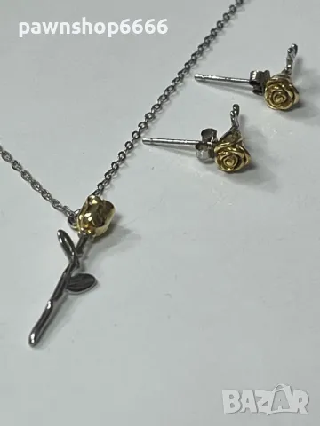 Сребърно колие и обеци „Роза“ , снимка 8 - Колиета, медальони, синджири - 49218187