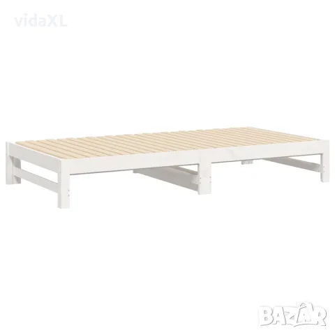 vidaXL Разтегателно дневно легло, бяло, 100x200 см, бор масив, снимка 8 - Спални и легла - 56147952