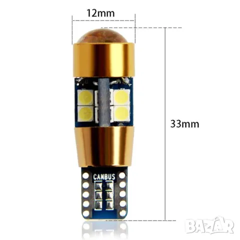 LED крушки T10 3.3cm 12V 2 броя, снимка 4 - Аксесоари и консумативи - 55865030