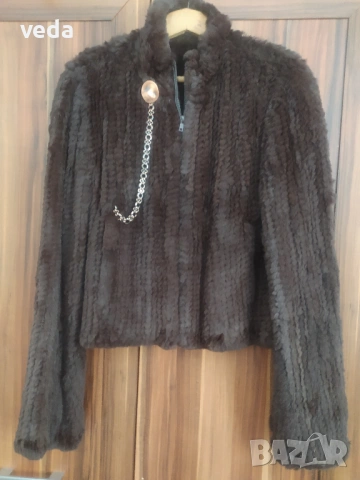 Късо кожено палто естествен косъм 