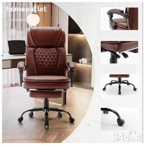 Офис стол WOTSTA HH-930-BROWN, снимка 2 - Столове - 47542608