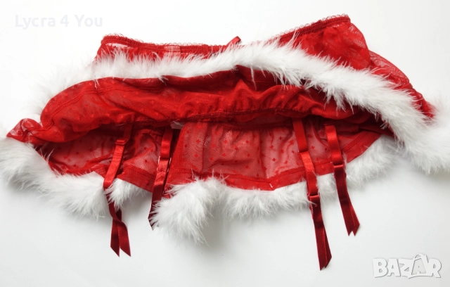 Censored М еротична коледна пола с пух и жартиери, снимка 6 - Бельо - 52369695