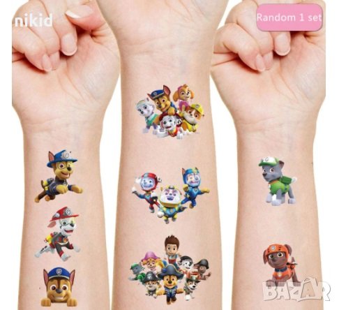 Пес патрул Paw patrol кучета Tattoo татос татуировка временна детска голям лист татоси татуси, снимка 2 - Други - 35078337