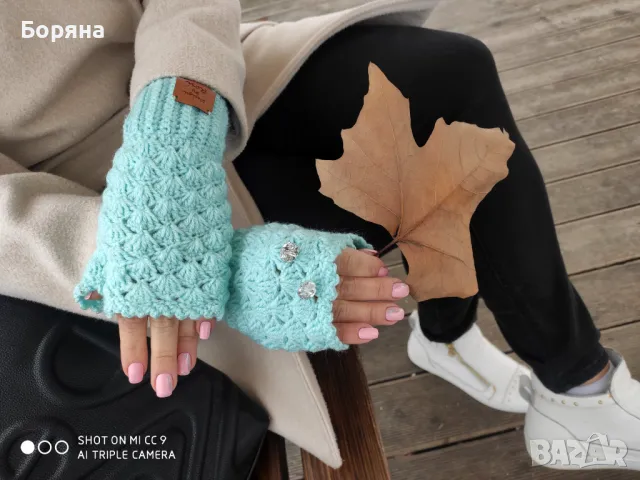 Handmade дамски ръкавици без пръсти с лого, снимка 10 - Ръкавици - 49680236