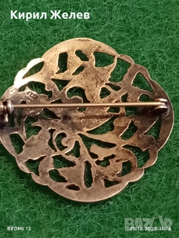 Винтидж сребърна брошка Ар Нуво филигранна изработка 49849, снимка 5 - Колиета, медальони, синджири - 52918047