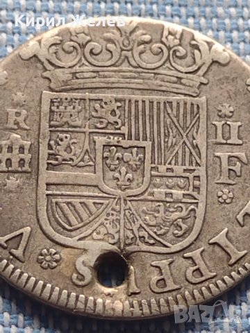 Сребърна монета 2 реала Филип пети Сеговия Испания 13780, снимка 3 - Нумизматика и бонистика - 42871784