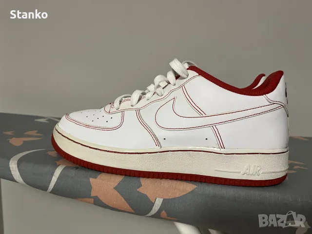 Кецове NIKE Air Force 1 White University Red Leather , снимка 2 - Кецове - 56484433