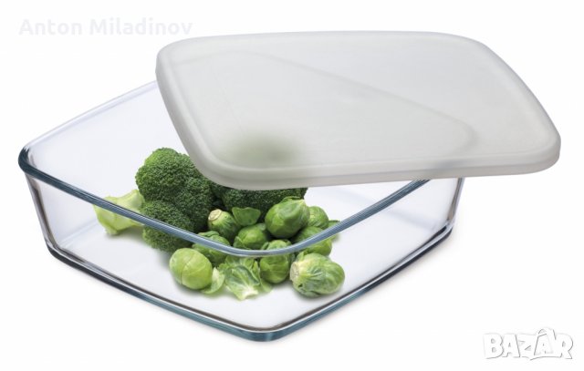 Квадратна тава с бял пластмасов капак 1.7 л. SIMAX , снимка 2 - Прибори за хранене, готвене и сервиране - 32166483