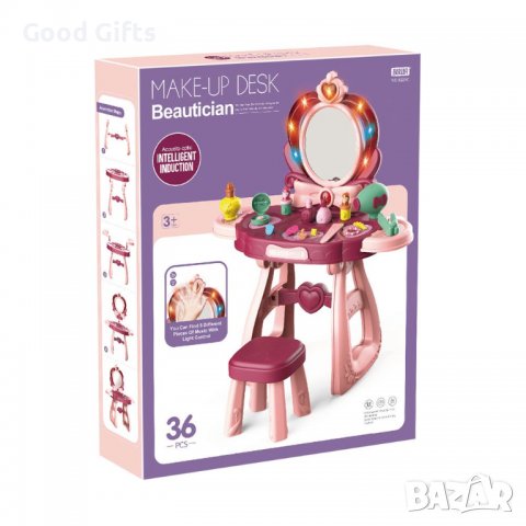 Тоалетка Make Up Desk със столче и светещо огледало , Детско огледало за гримове, снимка 3 - Други - 38200425